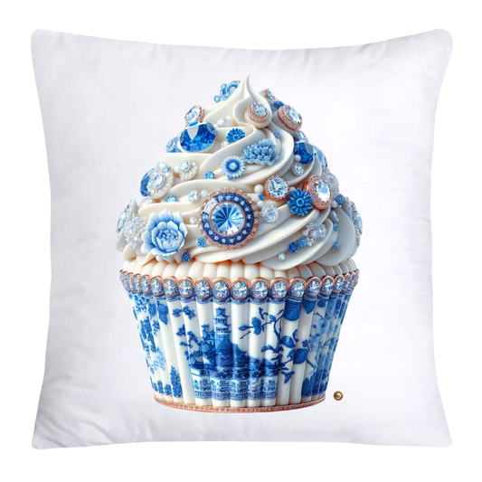 Blue Willow Chinoiserie Cupcake Throw Pillow Covers 18X18-3576