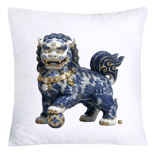 Classic Chinese Blue Willow Foo Dogs Throw Pillow Covers-4598