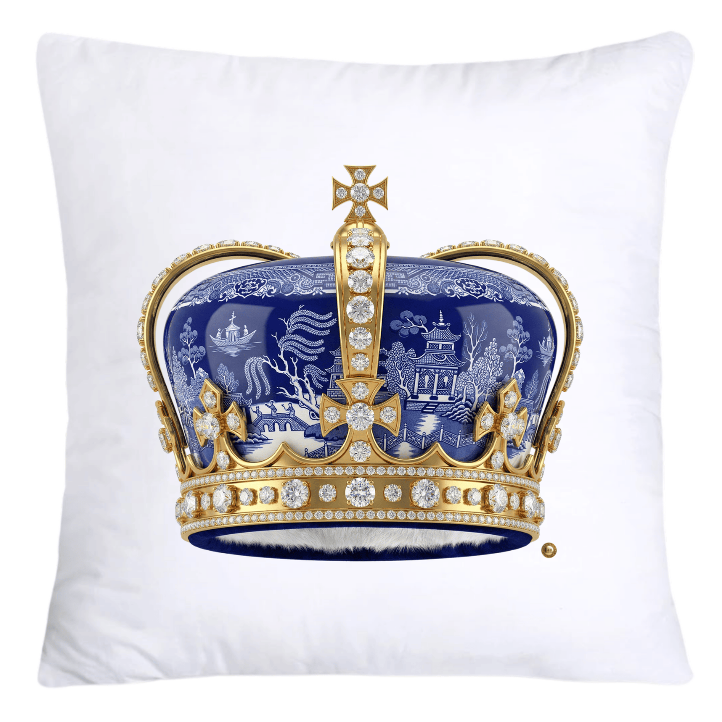 Blue Willow Royal King/Queen Crown Pillow Covers-4375