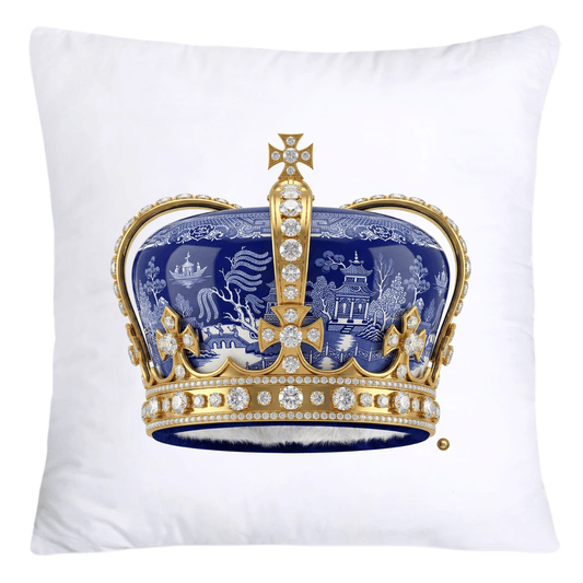 Blue Willow Royal King/Queen Crown Pillow Covers-4375