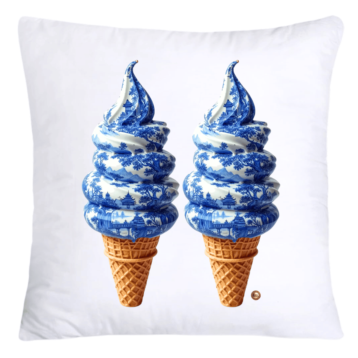 Blue Willow Chinoiserie Ice Cream Throw Pillow Covers-5952