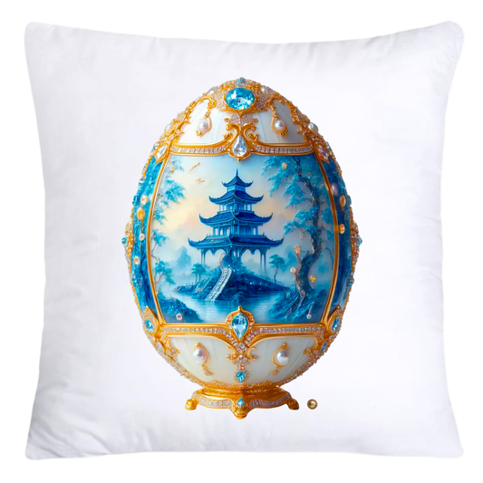 18x18 Blue Willow Chinoiserie Egg Pillow Covers-4459