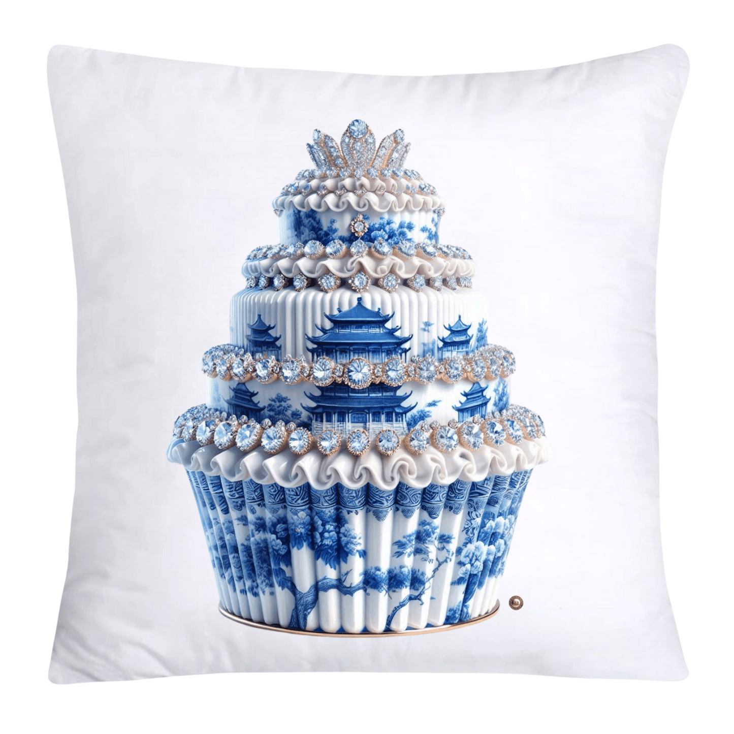 Blue Willow Chinoiserie Cupcake Throw Pillow Covers 18X18-3523