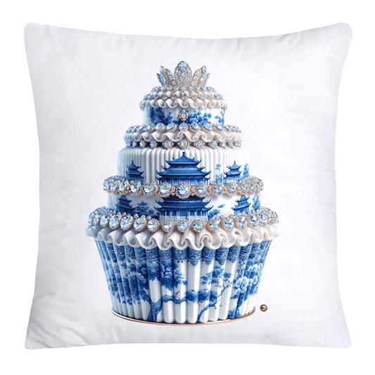 Blue Willow Chinoiserie Cupcake Throw Pillow Covers 18X18-3523