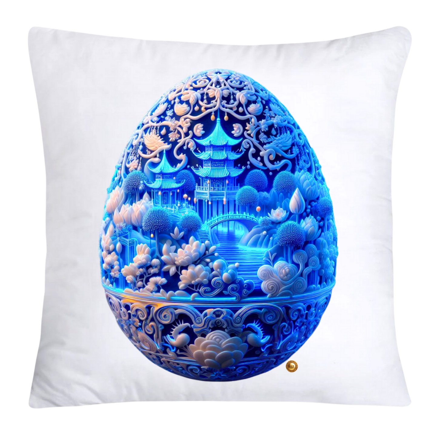 18x18 Blue Willow Chinoiserie Egg Pillow Covers-4472