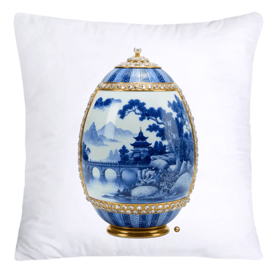 18x18 Blue Willow Chinoiserie Egg Pillow Covers-4452