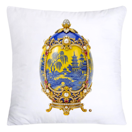 Blue and Yellow Willow Egg Pillow Covers 18x18-4479
