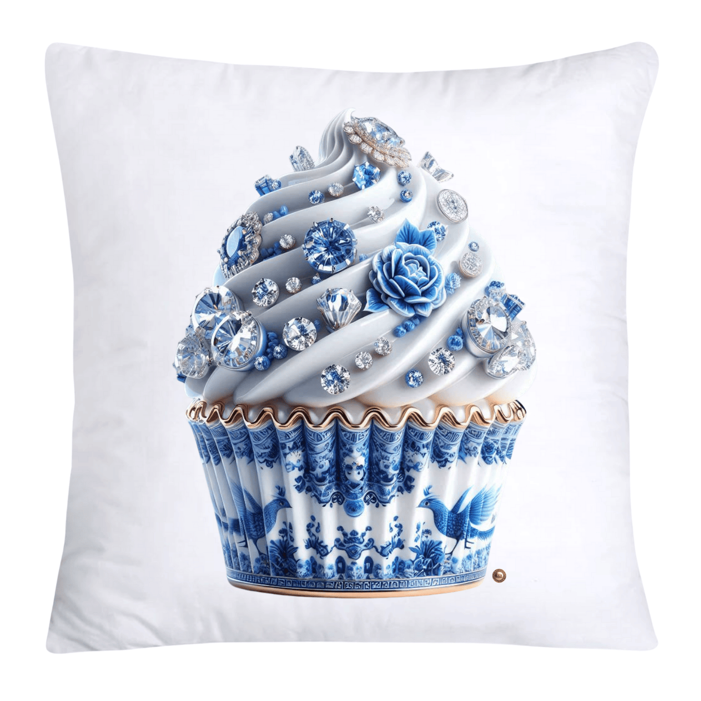 Blue Willow Chinoiserie Cupcake Throw Pillow Covers 18X18-3572