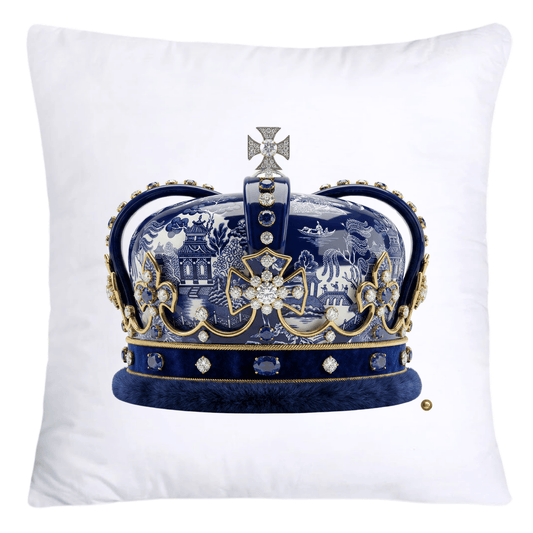Blue Willow Royal King/Queen Crown Pillow Covers-4373