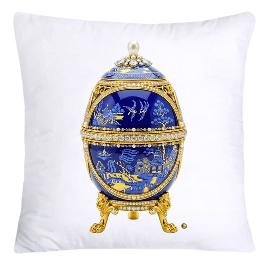 Blue and Yellow Willow Egg Pillow Covers 18x18-4474