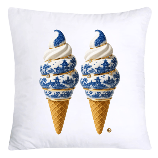 Blue Willow Chinoiserie Ice Cream Throw Pillow Covers-5940