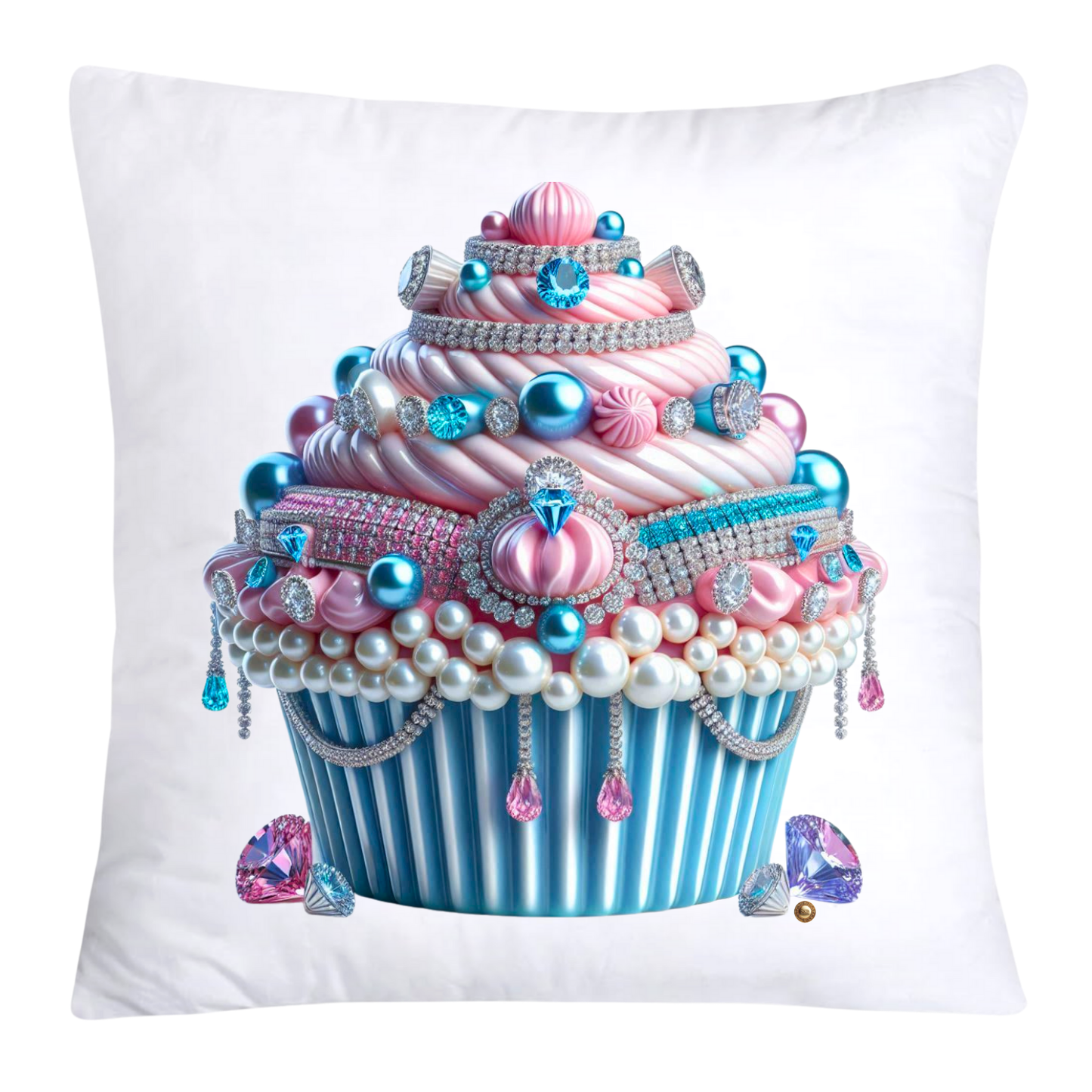 Cotton Candy Pink and Blue Cupcake Pillow Covers-3233
