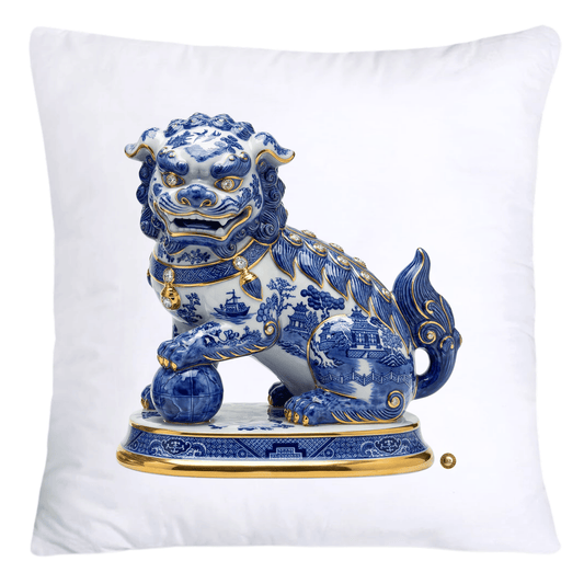 Classic Chinese Blue Willow Foo Dogs Throw Pillow Covers-4593