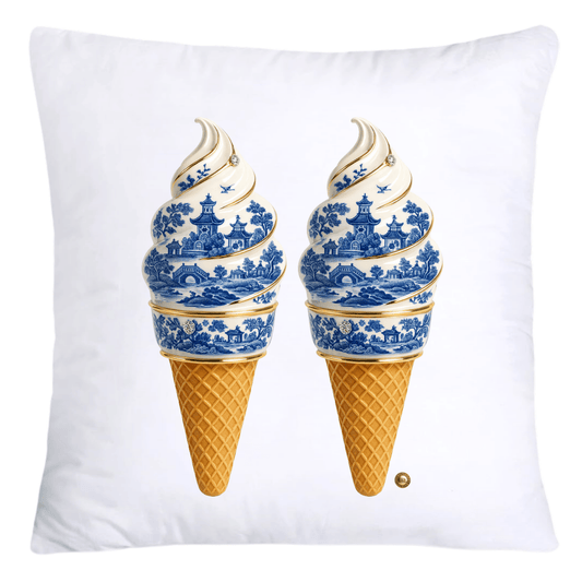 Blue Willow Chinoiserie Ice Cream Throw Pillow Covers-5946