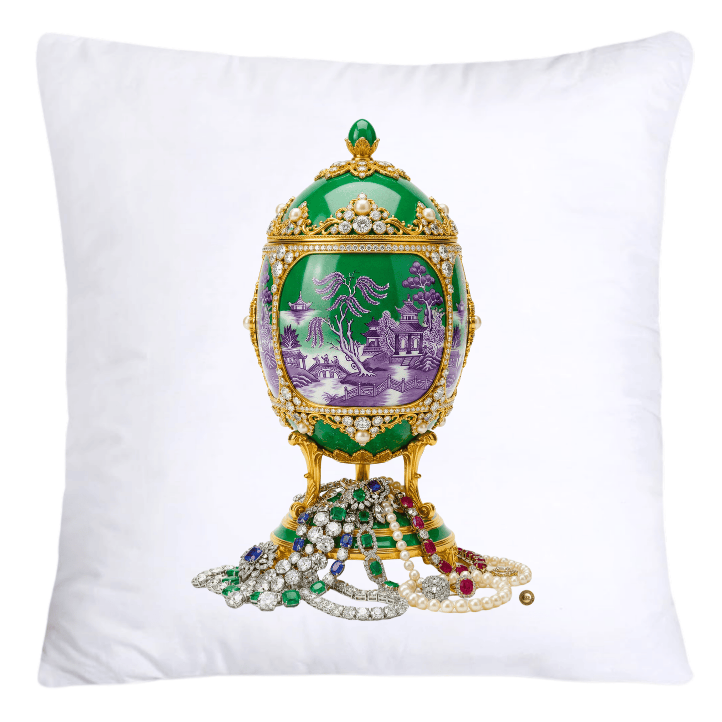 Purple and Green Willow Egg Pillow Covers 18x18-4487