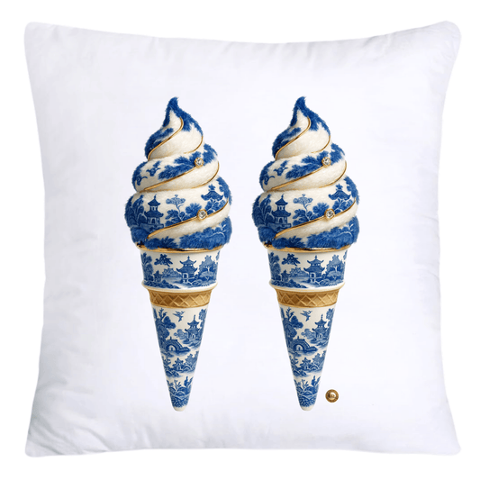 Blue Willow Chinoiserie Ice Cream Throw Pillow Covers-5945
