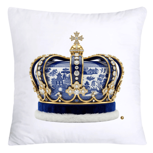 Blue Willow Royal King/Queen Crown Pillow Covers-4369