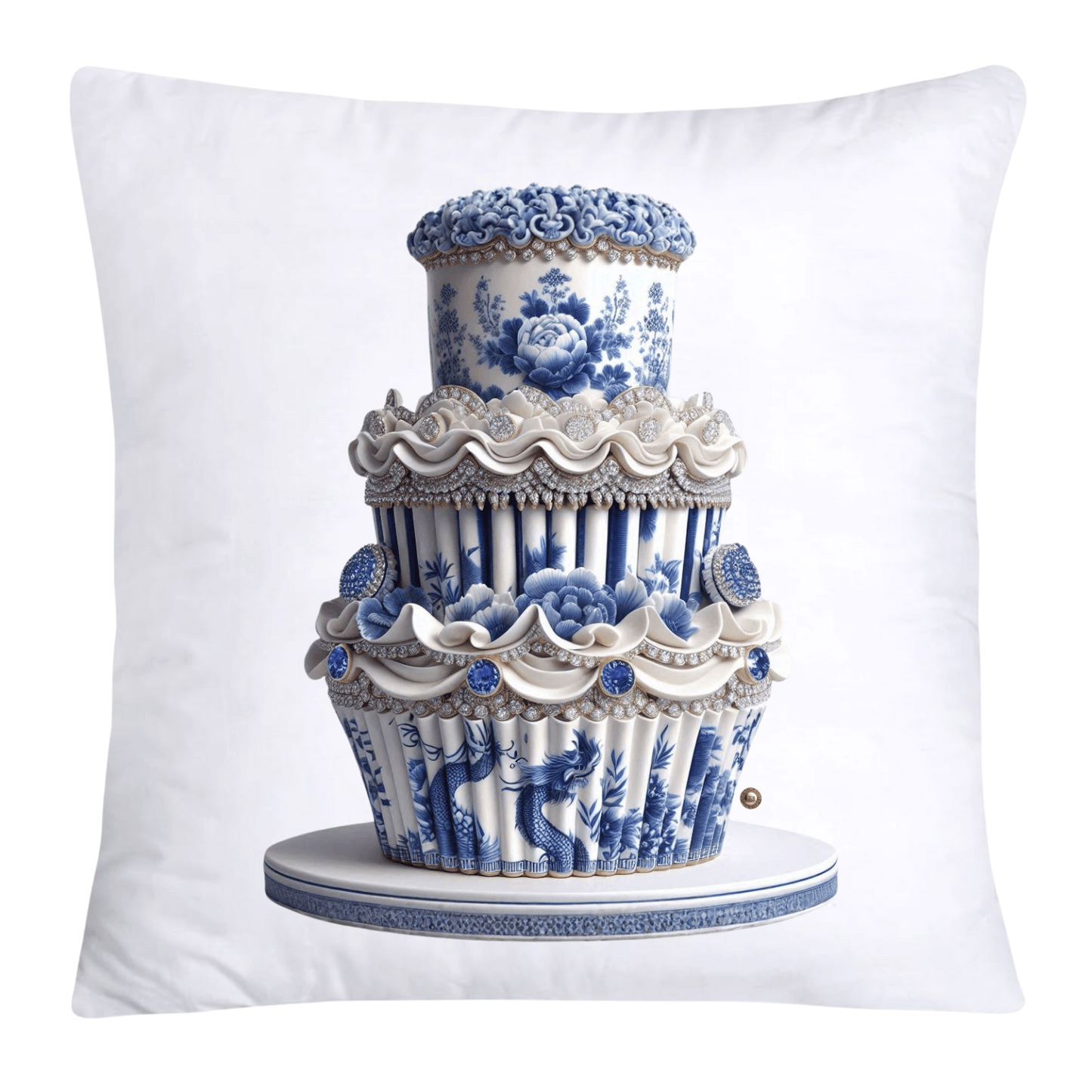 Blue Willow Chinoiserie Cupcake Throw Pillow Covers 18X18-474