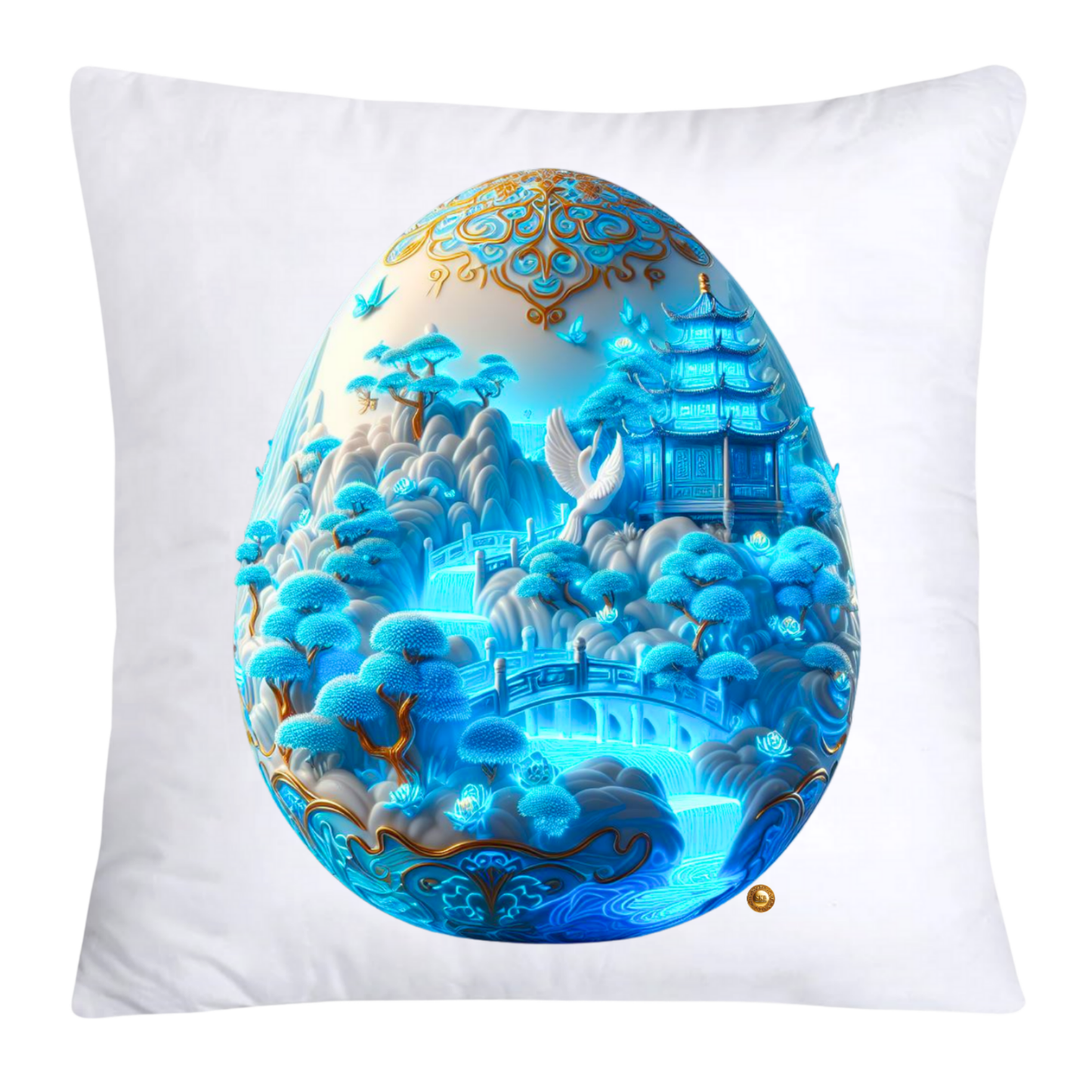 18x18 Blue Willow Chinoiserie Egg Pillow Covers-4470