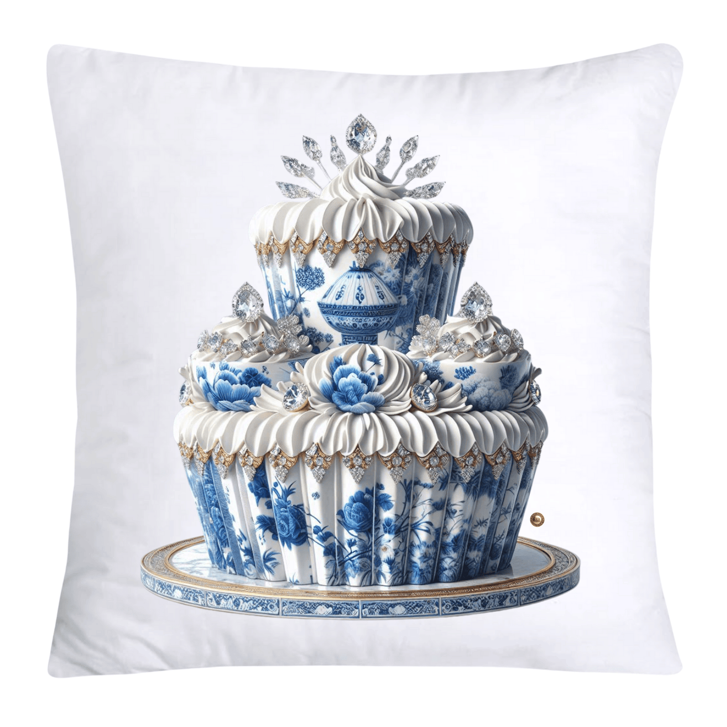 Blue Willow Chinoiserie Cupcake Throw Pillow Covers 18X18-3516