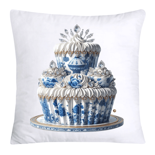 Blue Willow Chinoiserie Cupcake Throw Pillow Covers 18X18-3516