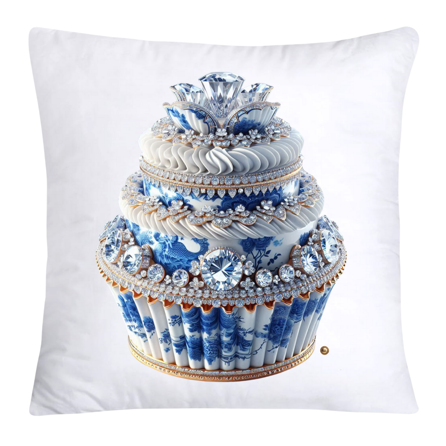Blue Willow Chinoiserie Cupcake Throw Pillow Covers 18X18-3524