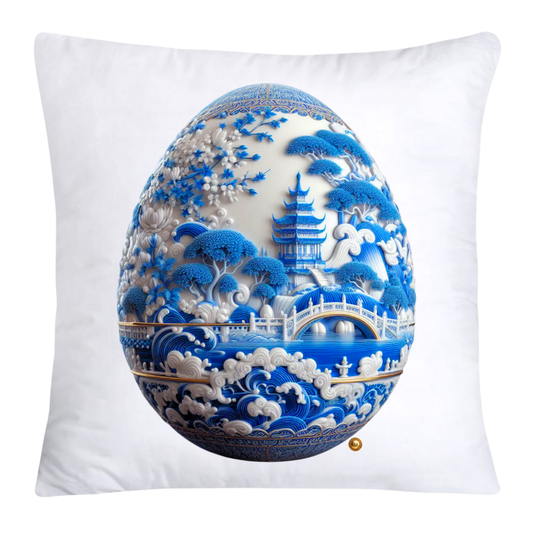 18x18 Blue Willow Chinoiserie Egg Pillow Covers-4467