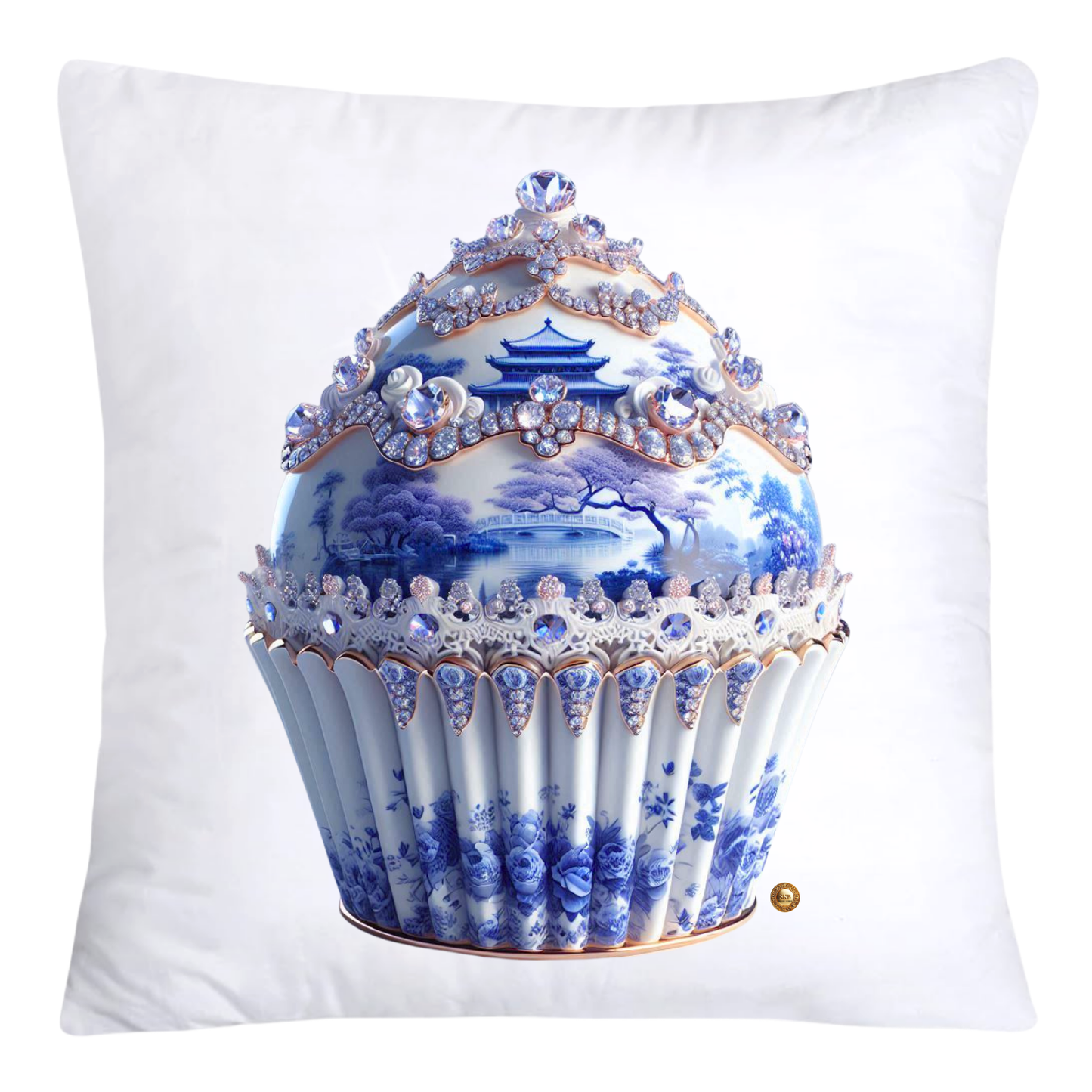 Blue Willow Chinoiserie 18x18 Cupcake Throw Pillow Covers-3973