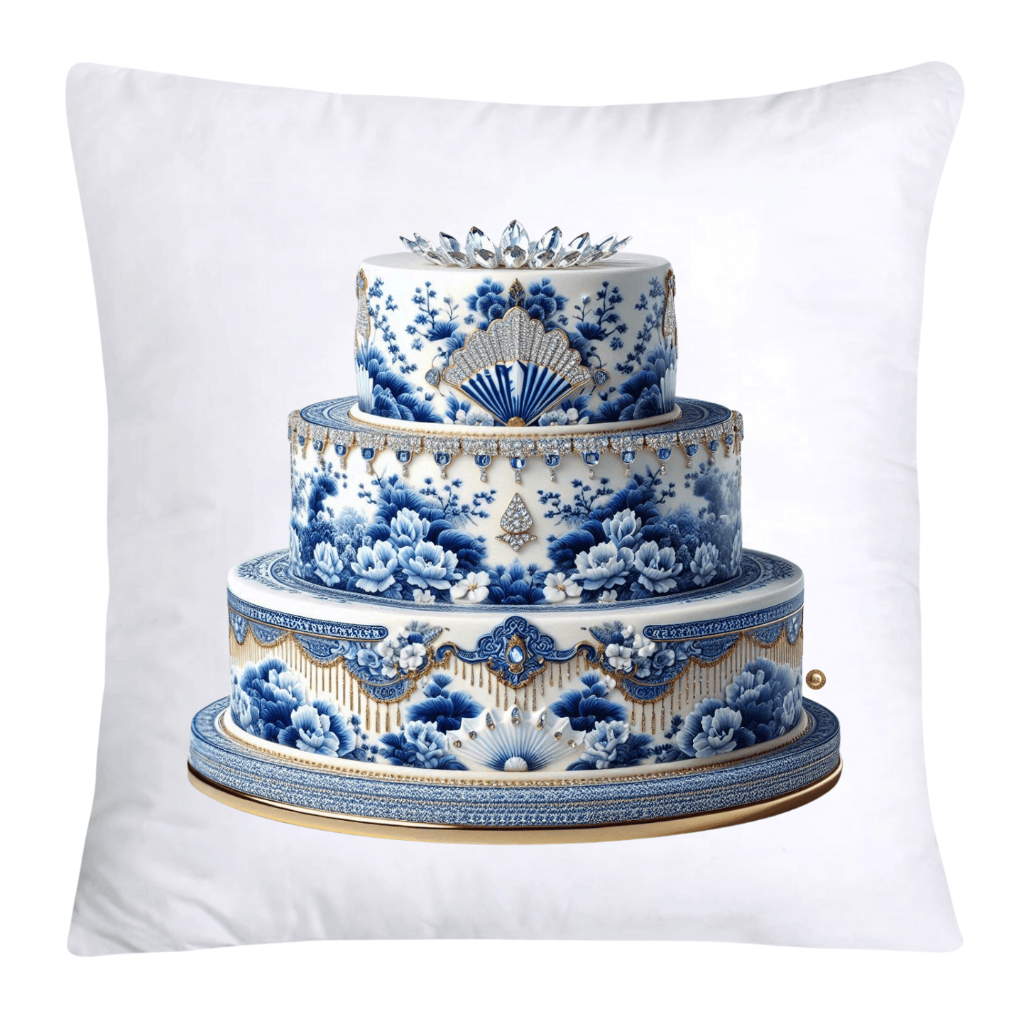 Blue Willow Chinoiserie Cake Throw Pillow Covers 18X18-472