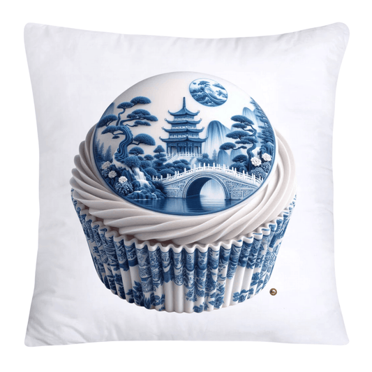 Blue Willow Chinoiserie Cupcake Throw Pillow Covers 18X18-3566