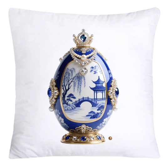 18x18 Blue Willow Chinoiserie Egg Pillow Covers-4455
