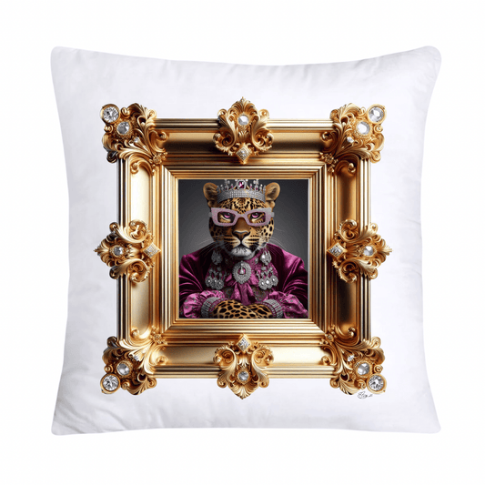 Royal Pet Portrait Throw Pillow Covers 18X18-Leopard Kings and Queens-614