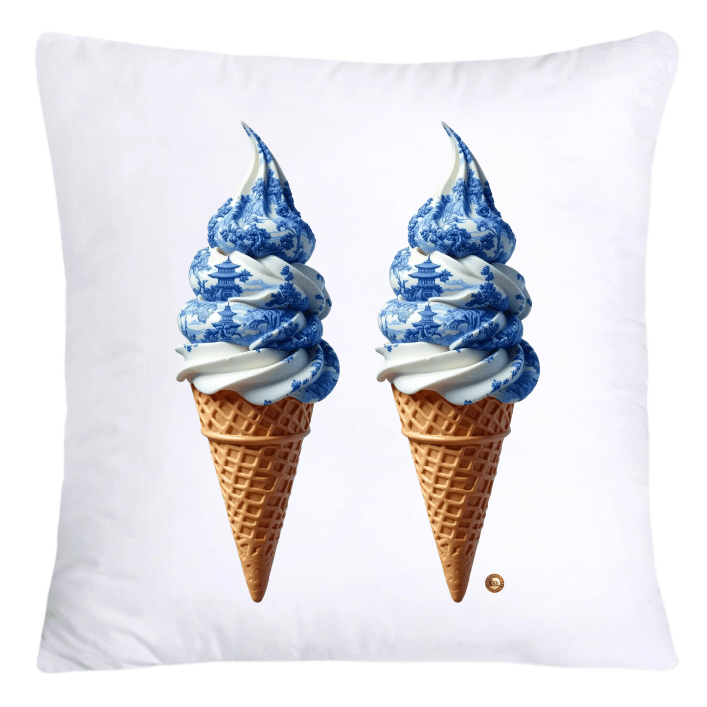 Blue Willow Chinoiserie Ice Cream Throw Pillow Covers-5953