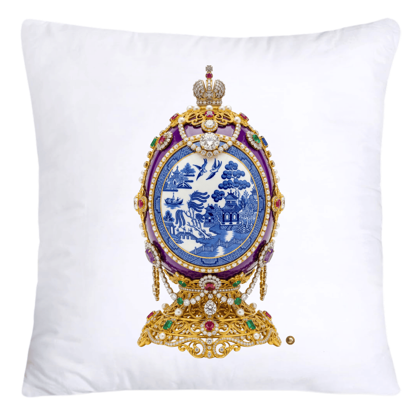 Blue and Purple Willow Egg Pillow Covers 18x18-4489