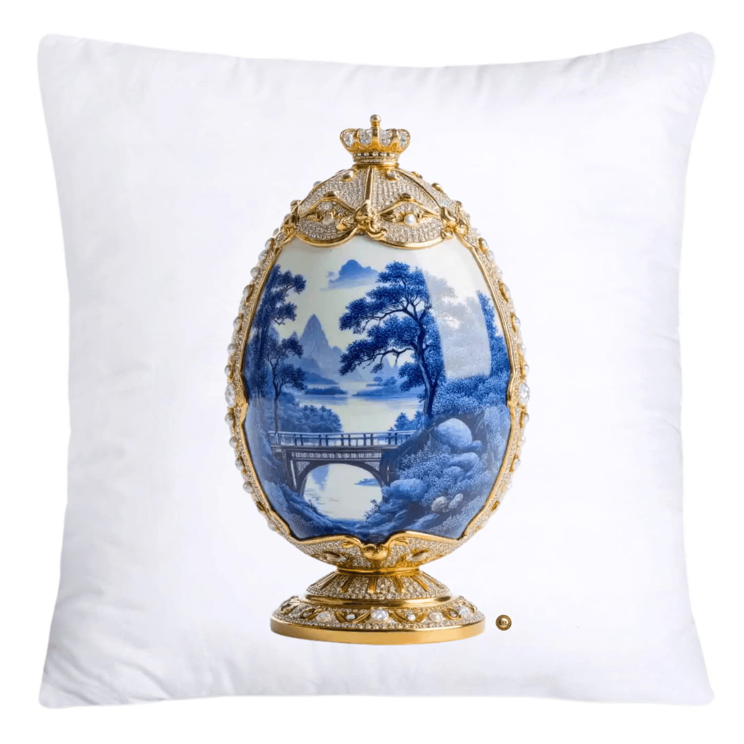 18x18 Blue Willow Chinoiserie Egg Pillow Covers-4458