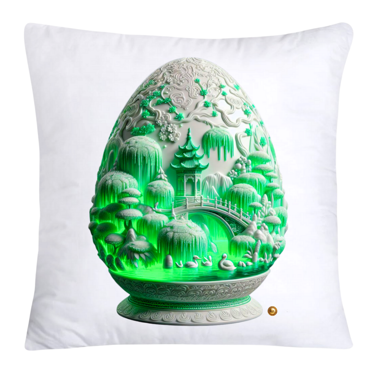 Neon Green Willow Chinoiserie Egg 18x18 Throw Pillow Covers-5921