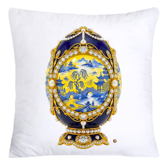 Blue and Yellow Willow Egg Pillow Covers 18x18-4477