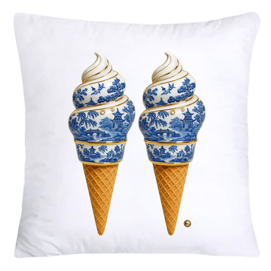 Blue Willow Chinoiserie Ice Cream Throw Pillow Covers-5941