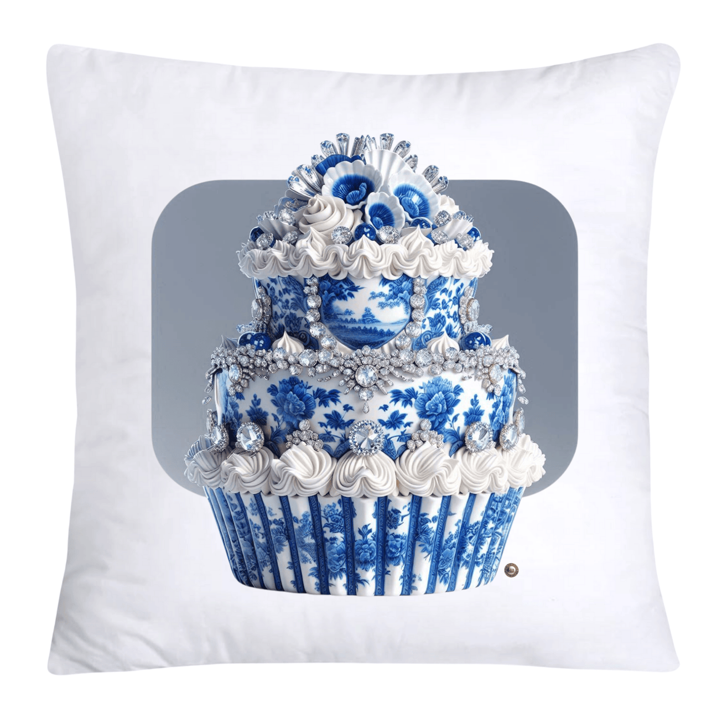 Blue Willow Chinoiserie Cupcake Throw Pillow Covers 18X18-476