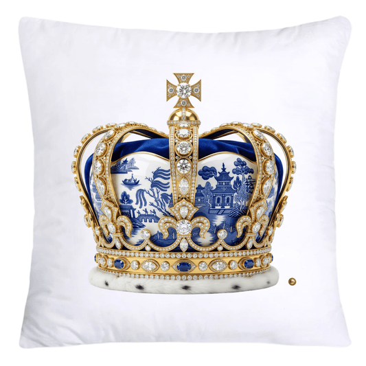 Blue Willow Royal King/Queen Crown Pillow Covers-4368