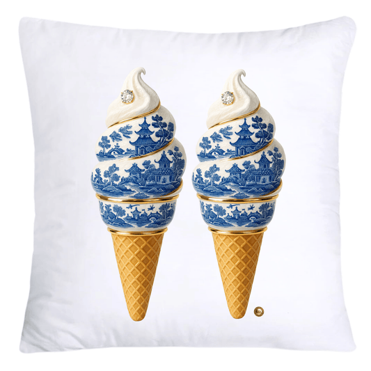 Blue Willow Chinoiserie Ice Cream Throw Pillow Covers-5949