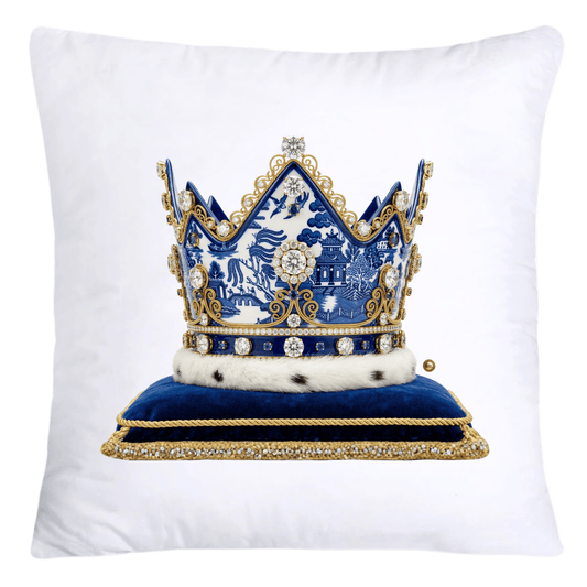 Blue Willow Royal King/Queen Crown Pillow Covers-4367