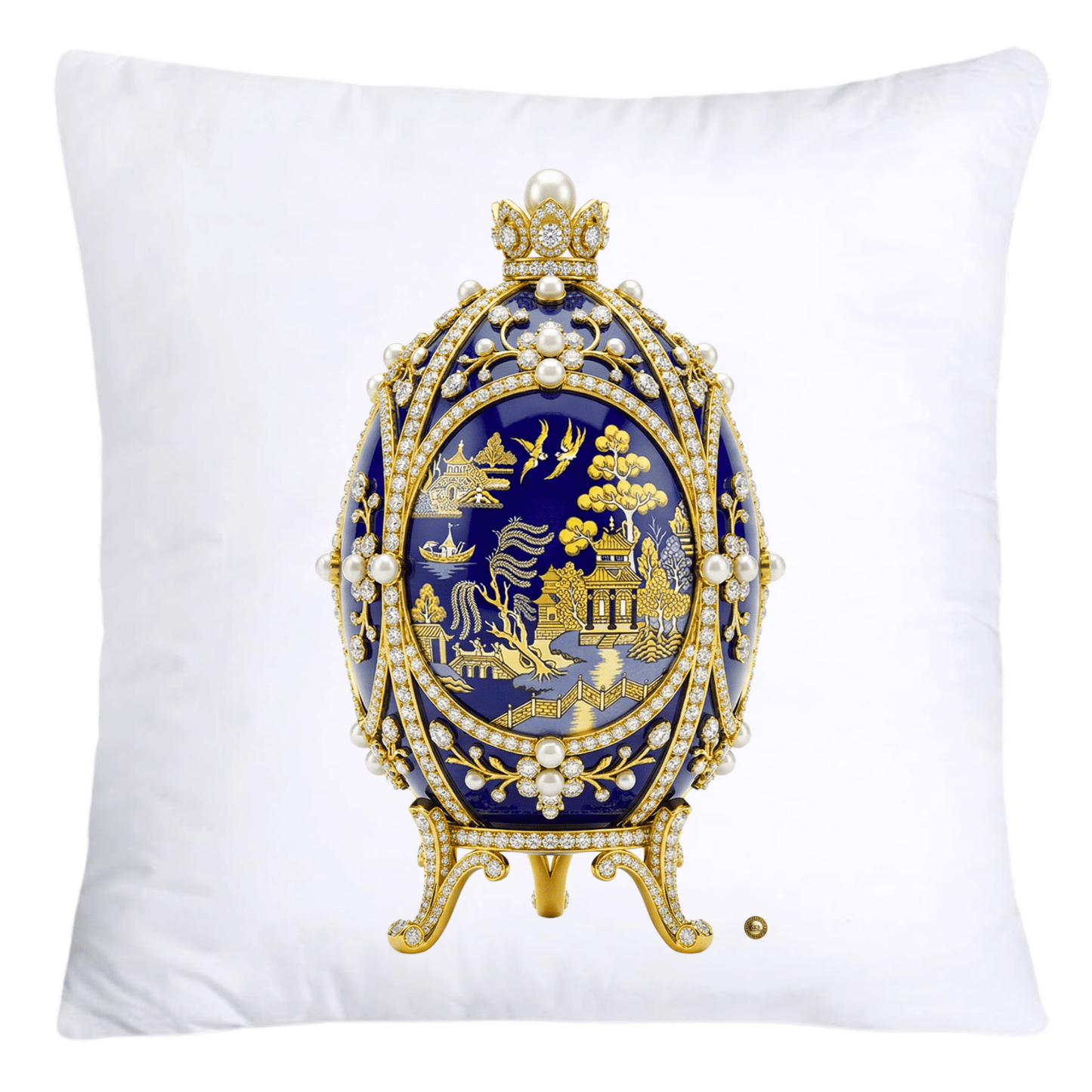 Blue and Yellow Willow Egg Pillow Covers 18x18-4476