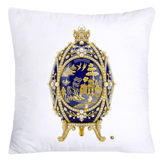 Blue and Yellow Willow Egg Pillow Covers 18x18-4476