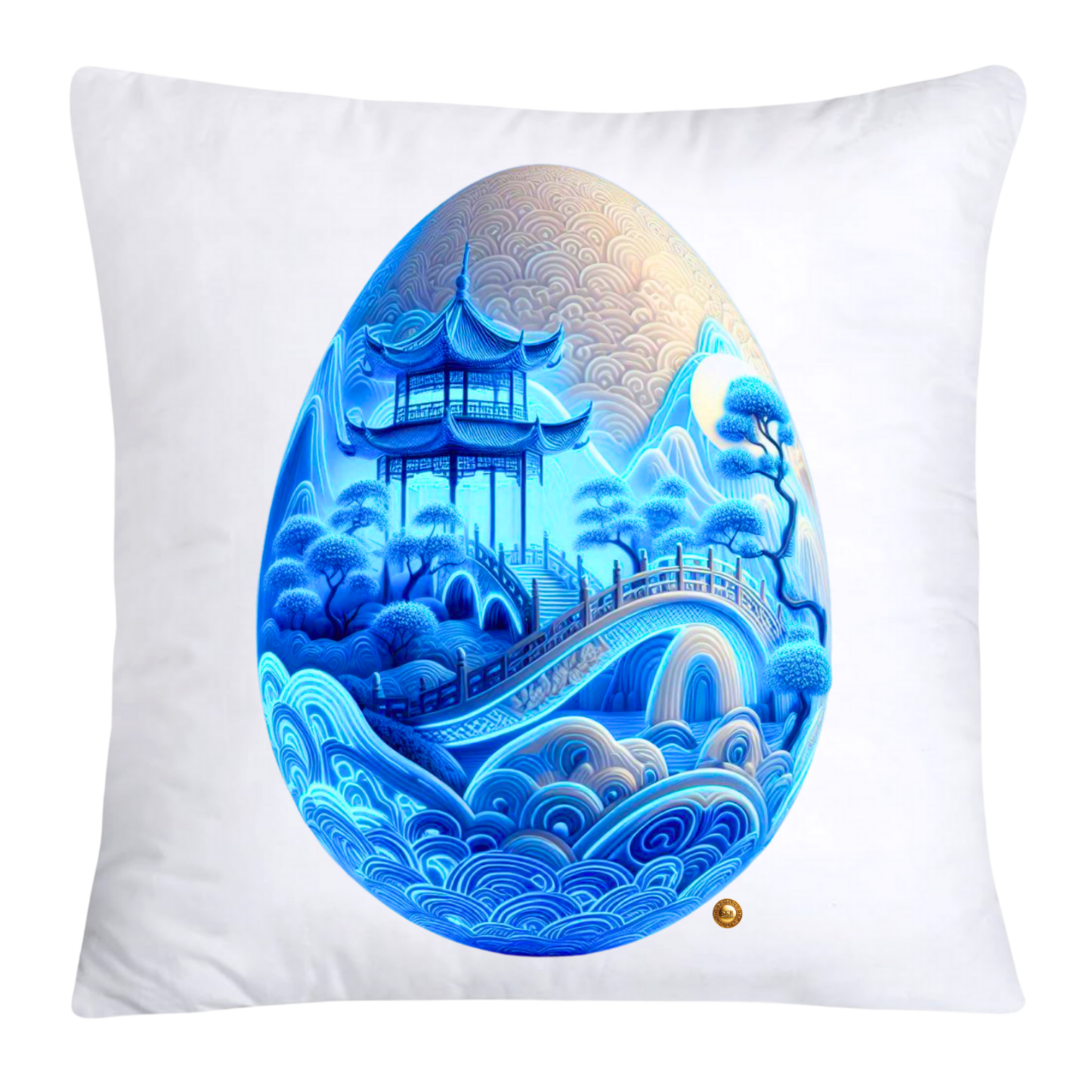 18x18 Blue Willow Chinoiserie Egg Pillow Covers-4471
