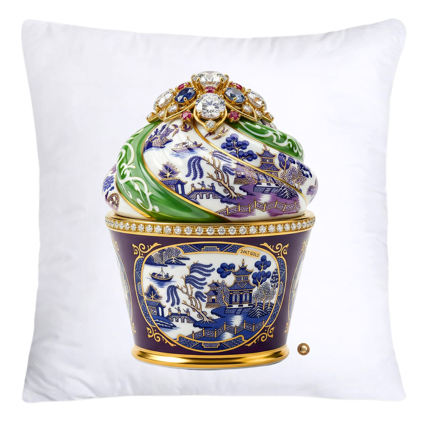 Gorgeous Green and Purple Willow Cupcake Pillow Covers-4601