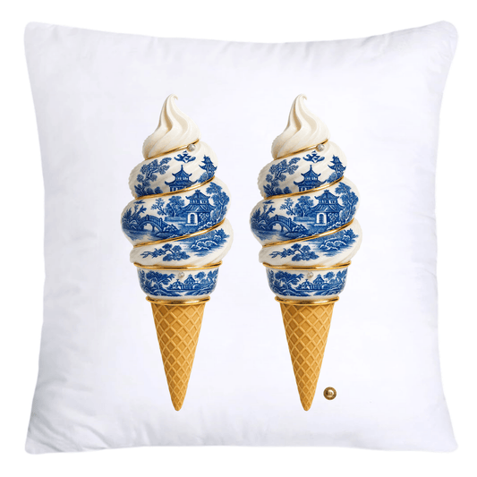 Blue Willow Chinoiserie Ice Cream Throw Pillow Covers-5944