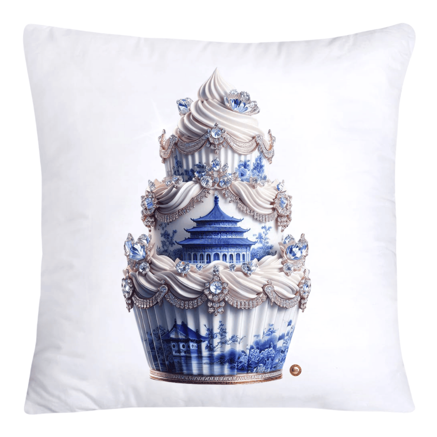 Blue Willow Chinoiserie 18x18 Cupcake Throw Pillow Covers-3972