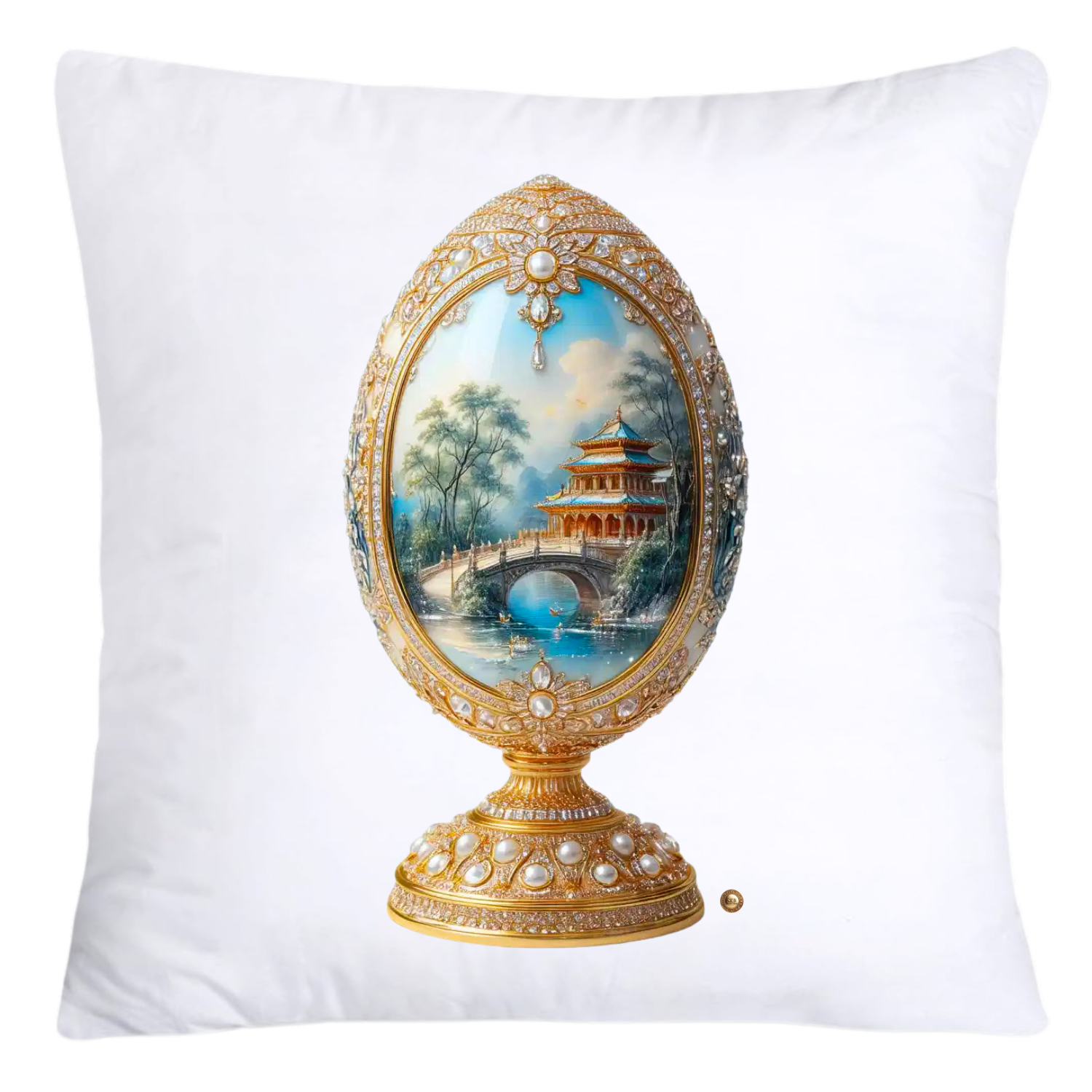 18x18 Blue Willow Chinoiserie Egg Pillow Covers-4465