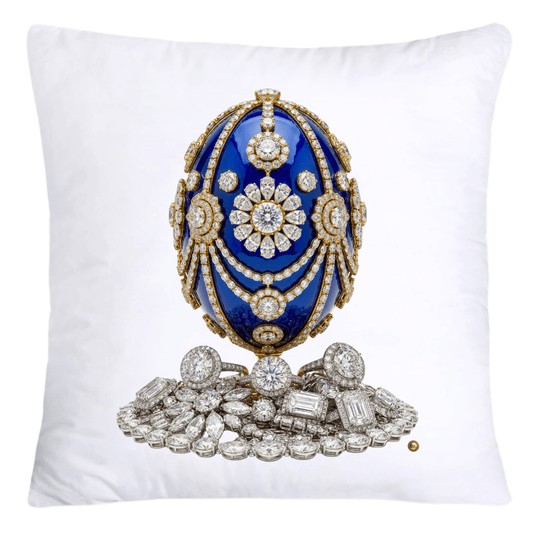 Stunning Blue/Gold Diamond Inspired Faberge Egg Pillow Covers-4590